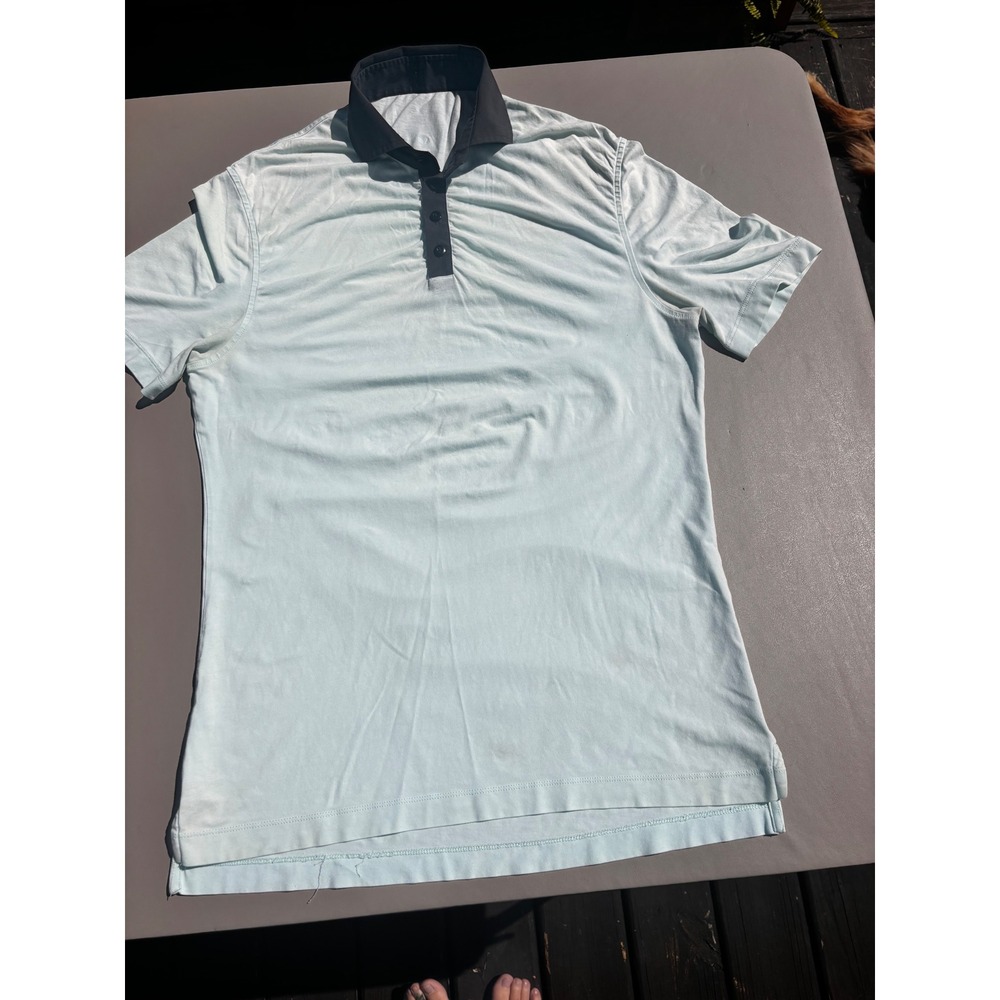 Lululemon Mens Golf Polo Shirt Short Sleeve Black Collar‎ Performance Top